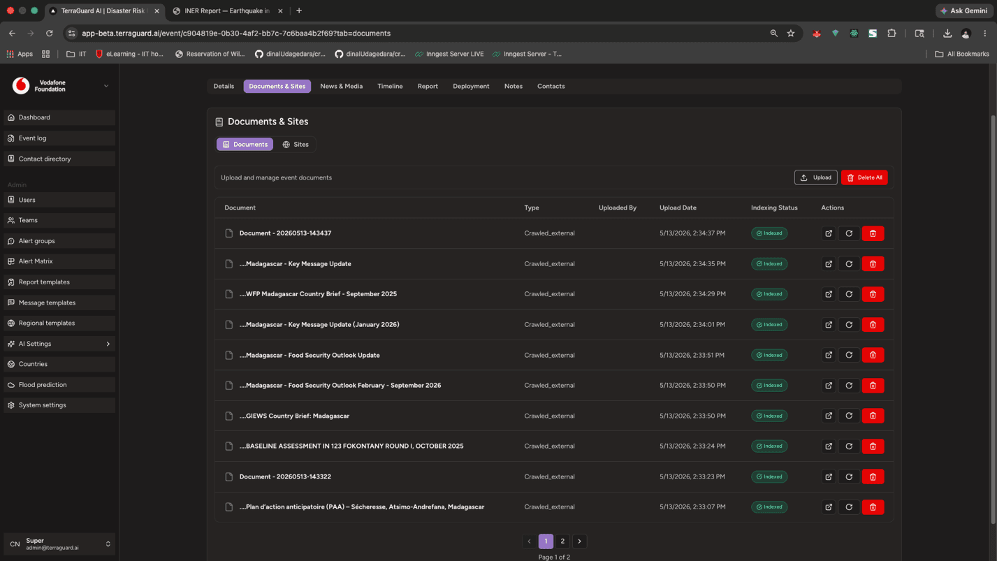 Documents & Sites Tab