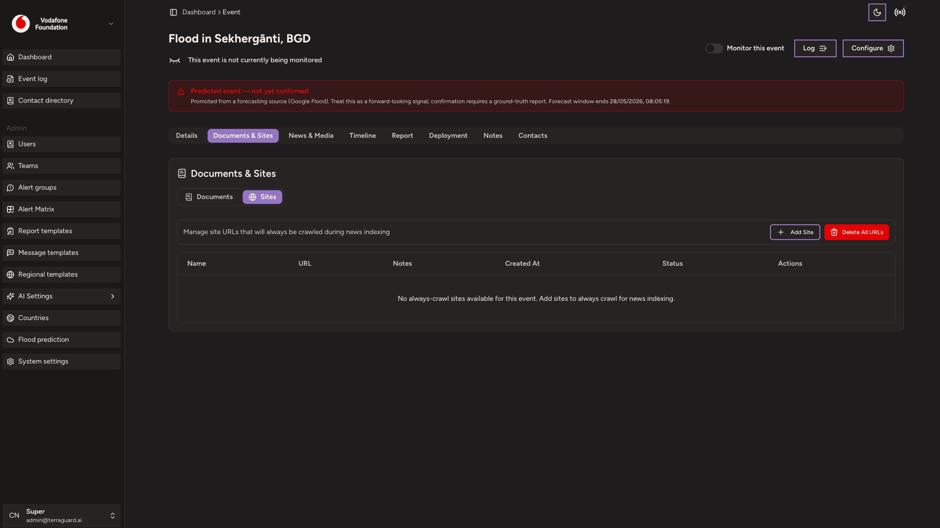 Documents & Sites Tab