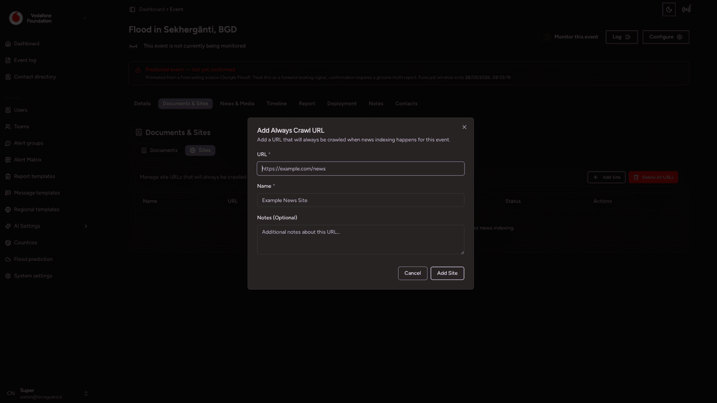 Documents & Sites Tab