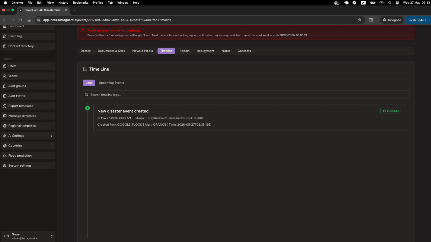 Timeline Tab (Super Admin only)