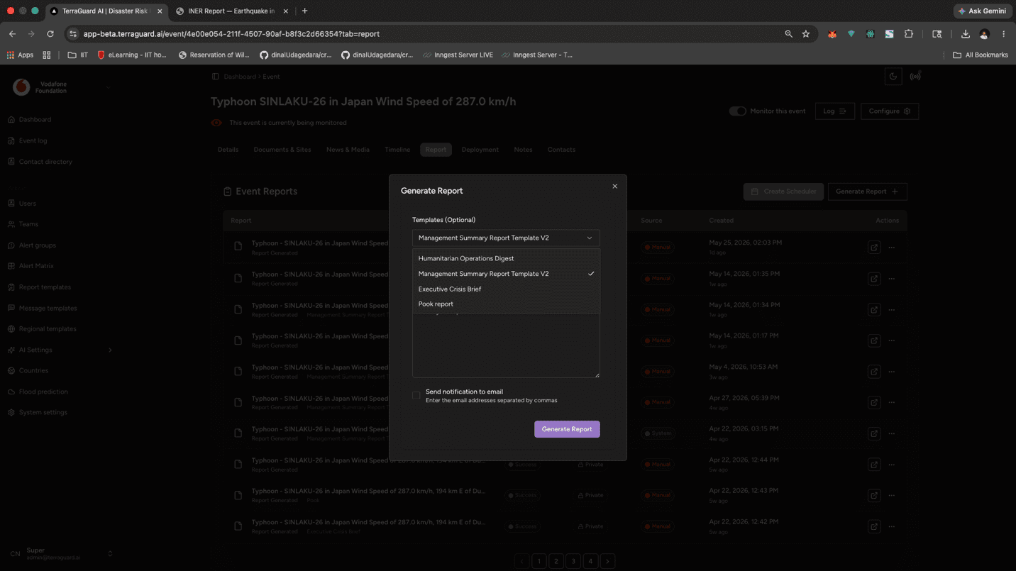 Report Generation options