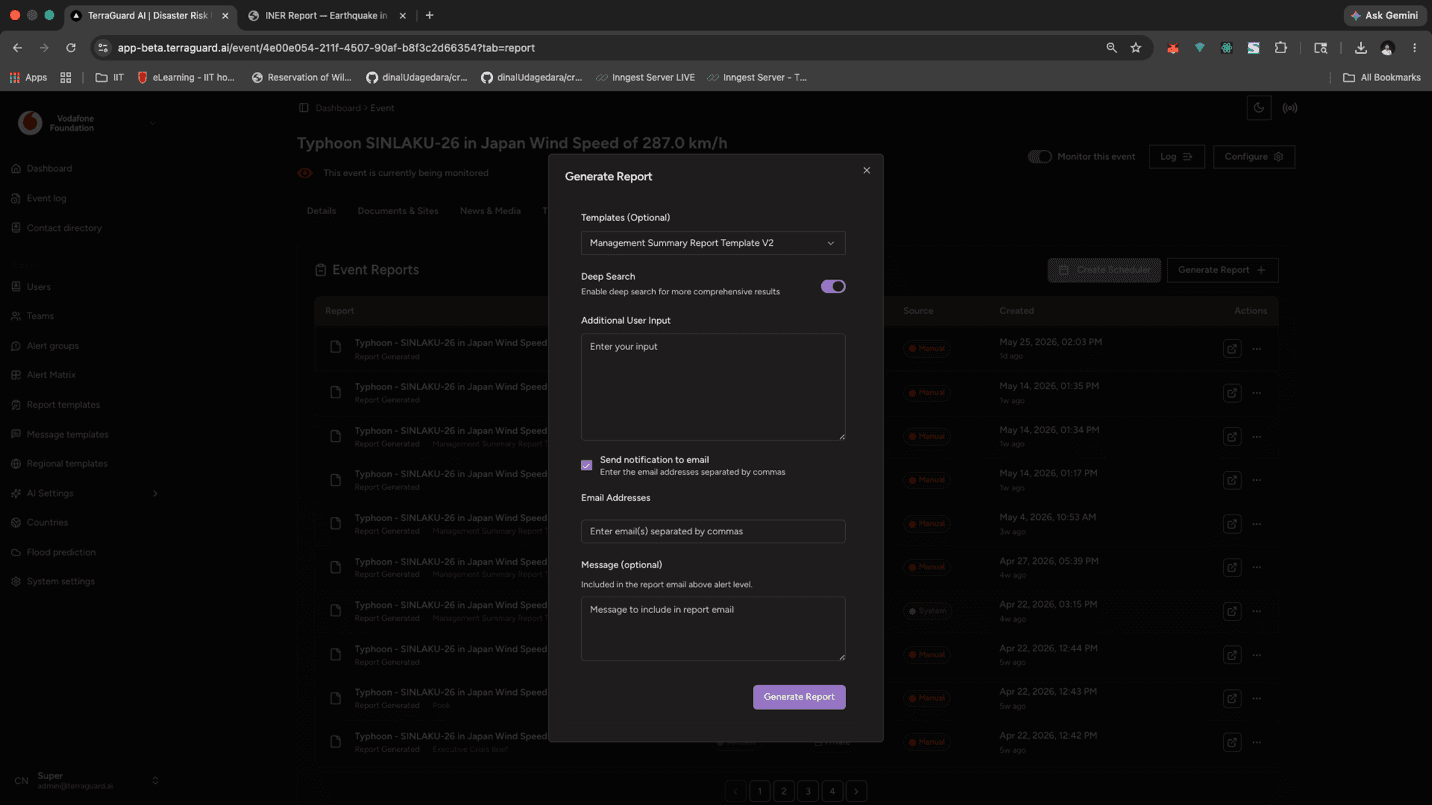 Report Generation options