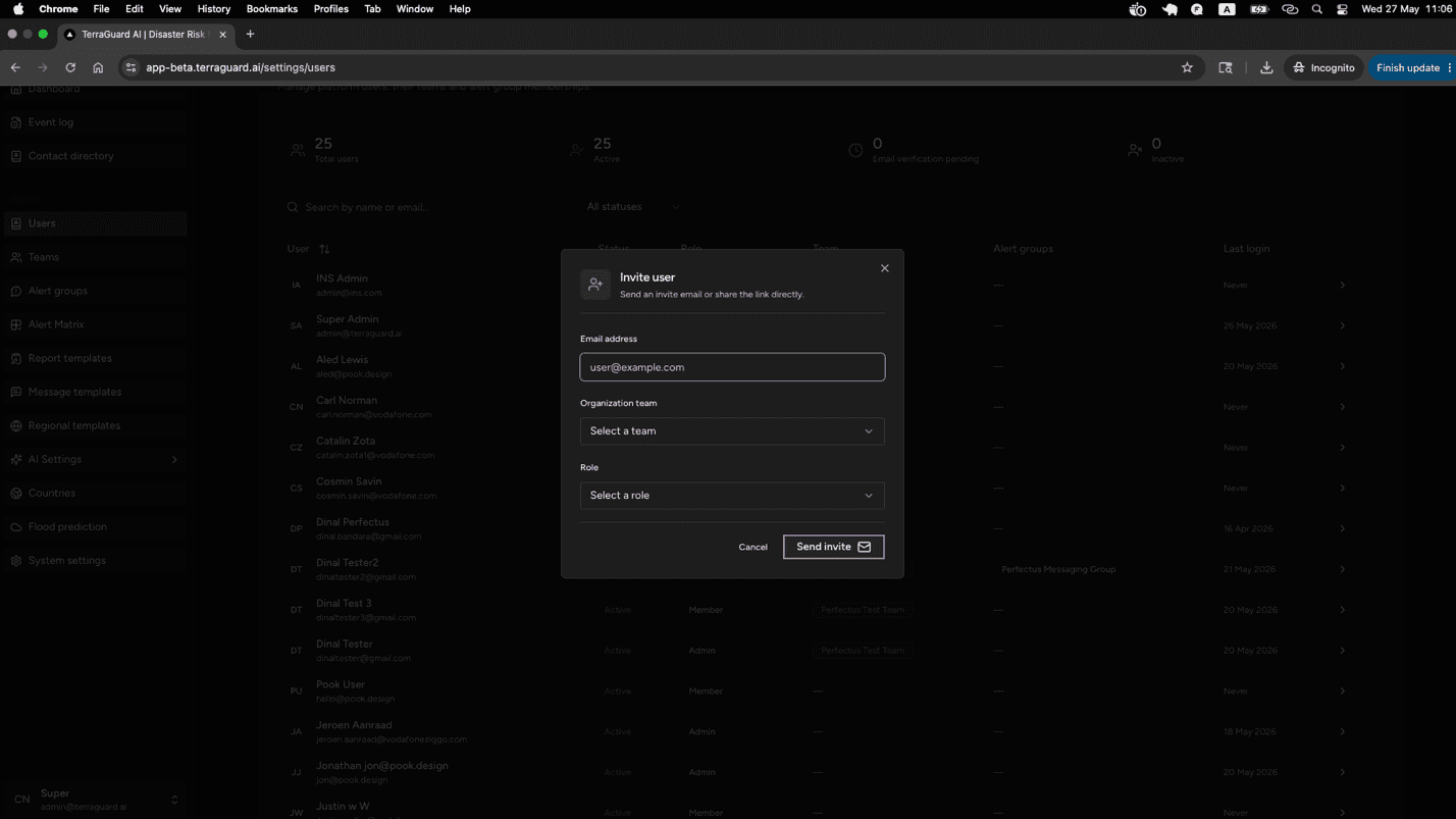 Inviting a New User