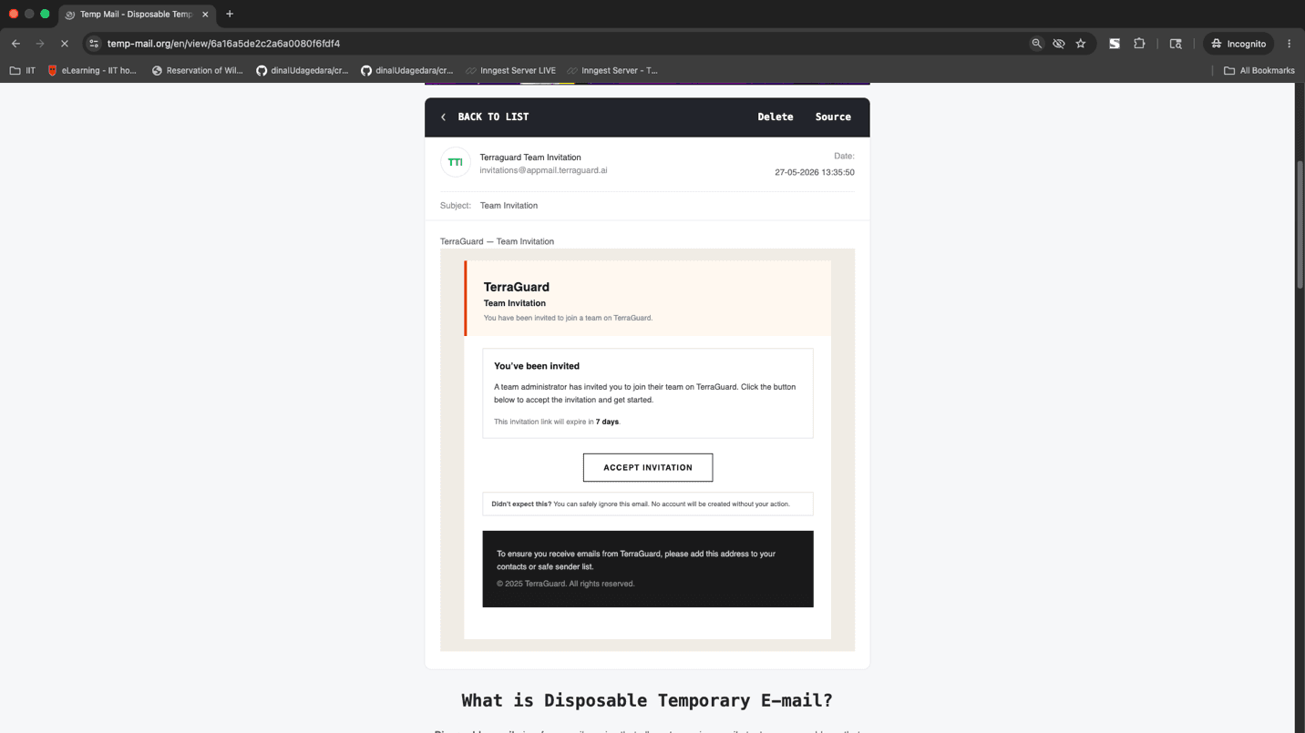 Accepting an Invitation as a New User