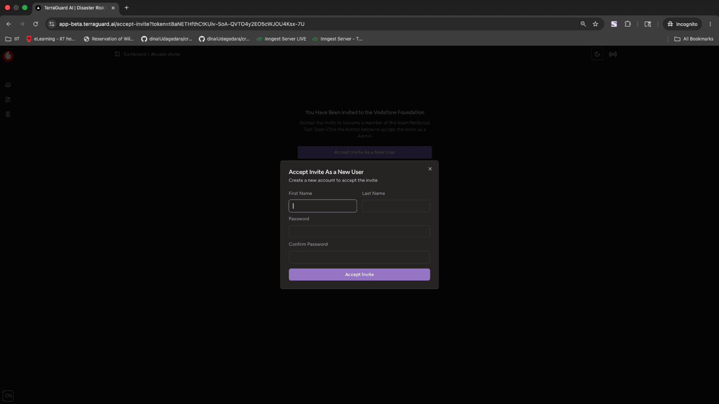 Accepting an Invitation as a New User