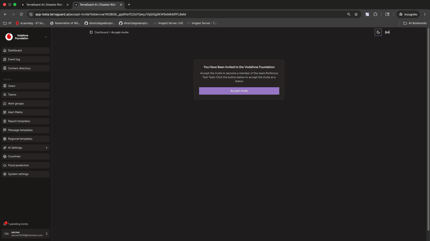 Accepting an Invitation as a New User