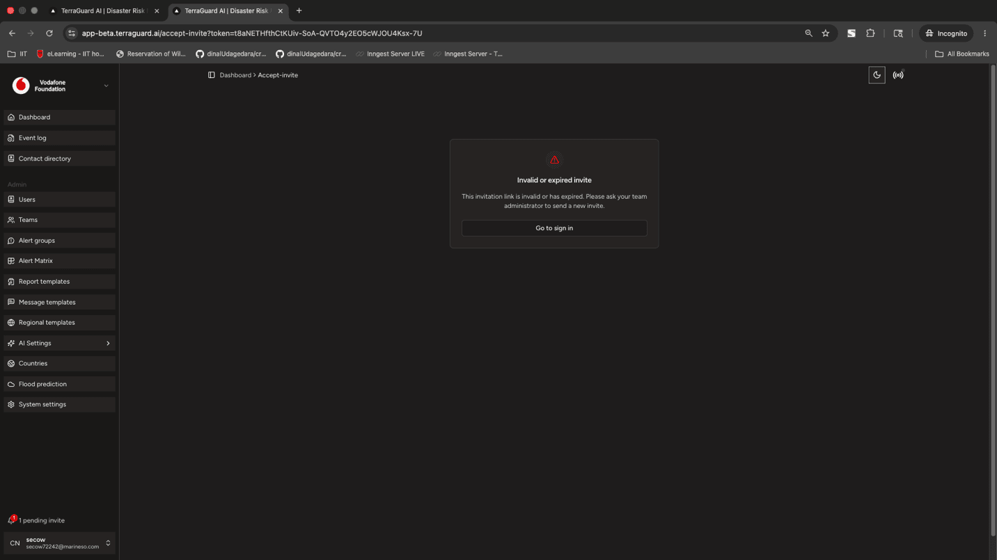 Accepting an Invitation as a New User